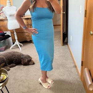 Blue Sleeveless Midi Dress